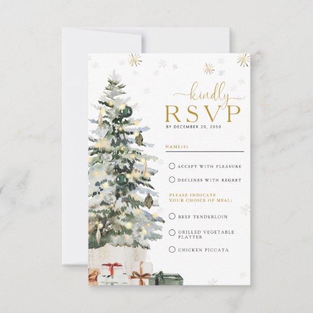 Christmas Tree Wedding RSVP Card (Front)