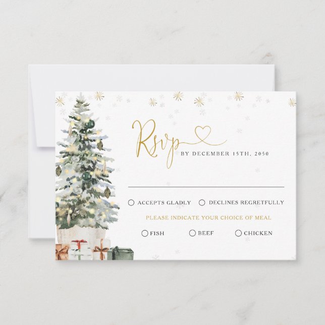Christmas Tree Wedding RSVP Card (Front)