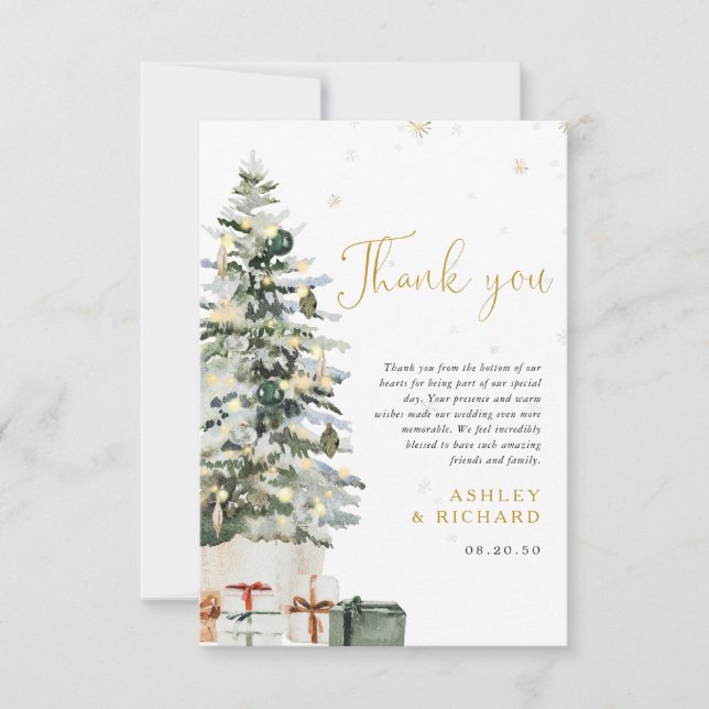 Christmas Tree Wedding Thank You Card (Front)