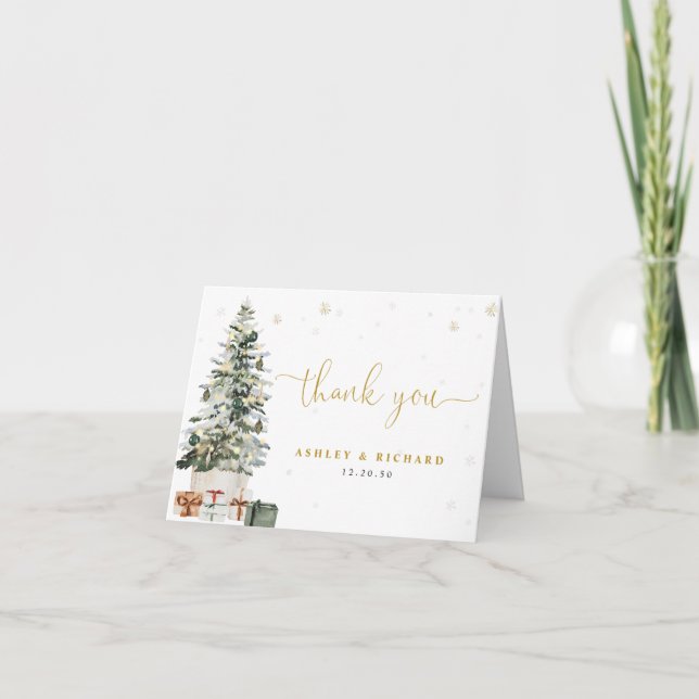 Christmas Tree Wedding Thank You Card (Front)