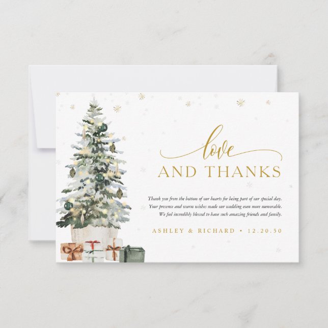 Christmas Tree Wedding Thank You Card (Front)