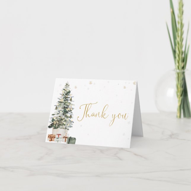 Christmas Tree Wedding Thank You Card (Front)