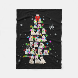 Christmas Tree Westie Dog Xmas Tree Light Snow Chr Fleece Blanket
