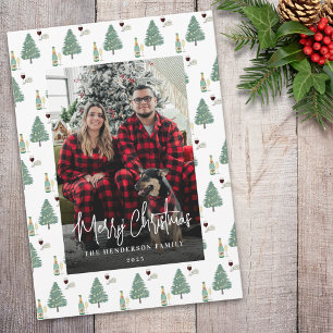 Christmas Tree Wine Cheese Custom Photo Holiday Card