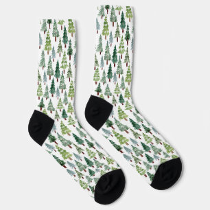 Christmas Tree Winter Forest Pattern  Socks