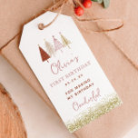 Christmas Tree Winter Girl 1st Birthday Thank You Gift Tags<br><div class="desc">Christmas Tree Winter Girl 1st Birthday Party Thank You Tags
Earthy rainbow theme is perfect for minimal and modern birthday party! Choose our pastel blush rainbow design for your kids 1st birthday party.</div>