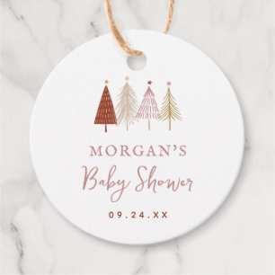 Christmas Tree Winter Girl Baby Shower Favour Tags