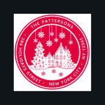 Christmas Tree Winter Home Personal Return Address Self-inking Stamp<br><div class="desc">Christmas Tree Winter Home Personal Return Address Self Inking Stamp features the your custom name and return address in modern script surrounding a home with Christmas trees and snowflakes. Perfect for Christmas cards, holiday cards, Christmas party invitations and holiday parties or in the office for products or mail. Designed by...</div>