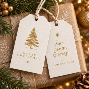 Christmas Tree Winter Motif Ivory Gold ID1336 Gift Tags