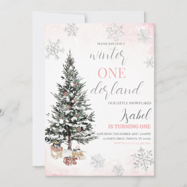 Christmas Tree Winter Onderland Birthday Invitation (Front)
