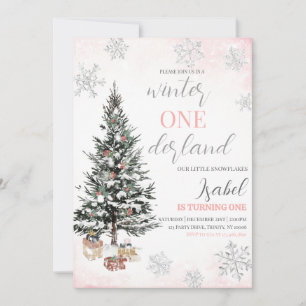 Christmas Tree Winter Onderland Birthday Invitation