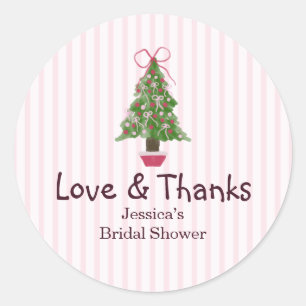 Christmas Tree Winter Pink Cute Bridal Shower Classic Round Sticker