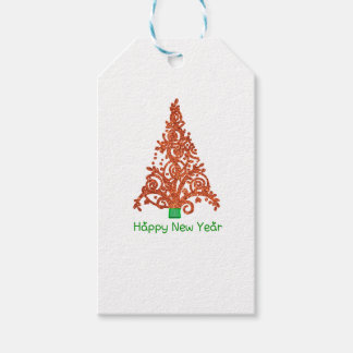 christmas tree with amazing red glitter gift tags