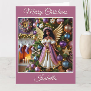 Christmas Tree with Angel (Pink) Card