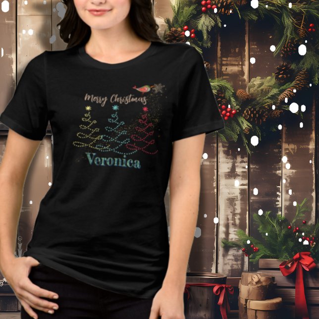 Christmas Tree with Bird Tri-Blend Shirt (Christmas Tree with Bird Tri-Blend Shirt)