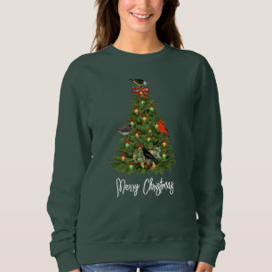 Christmas Tree with Birds Holiday Sweatshirt
