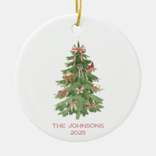 Christmas Tree with Bows Holiday  Ceramic Tree Decoration