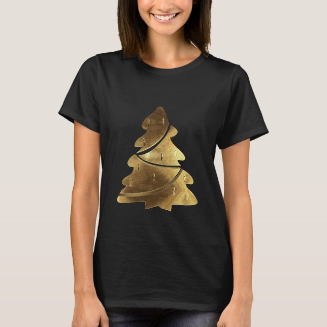 Christmas Tree with Candles Gold Look T-Shirt (Front)