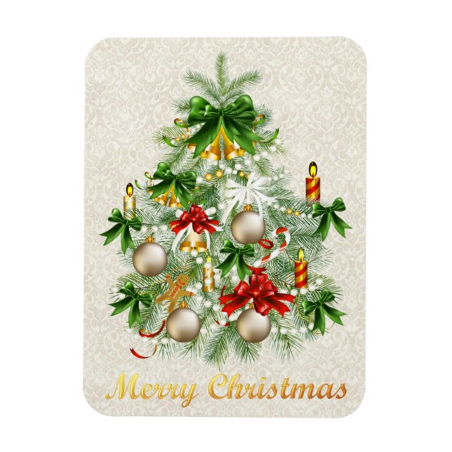 Christmas Tree With Candles Magnet (Vertical)