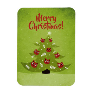Christmas Tree With Cat And Fish Ornaments Magnet