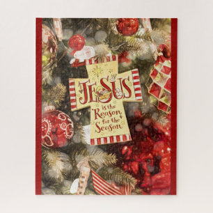 Christmas Tree with Cross and Ornaments Jigsaw Puzzle