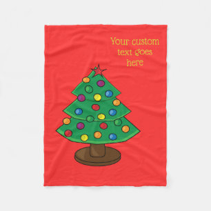 Christmas Tree with Custom Text Fleece Blanket