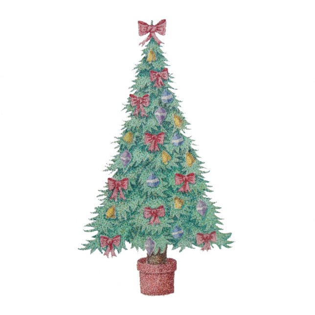 Christmas tree with decorations red bows bells art tie (Creator Uploaded)