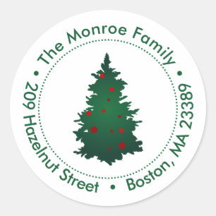 Christmas tree with decorations Return Address Classic Round Sticker