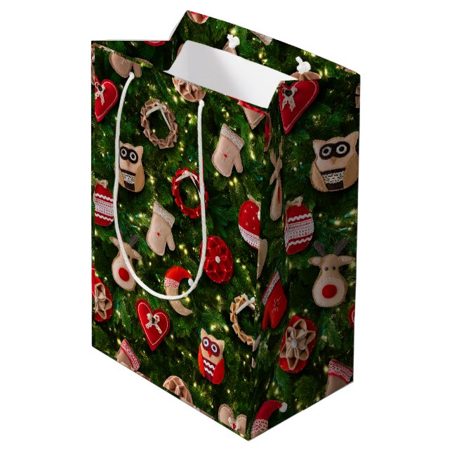 Christmas tree with felt toys medium gift bag (Back Angled)