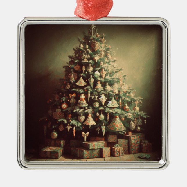 Christmas Tree with Gifts Boho Xmas Holiday Metal Tree Decoration (Front)