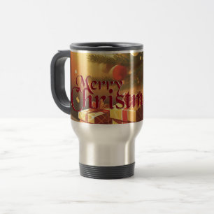 Christmas Tree with Golden Presents Travel Mug