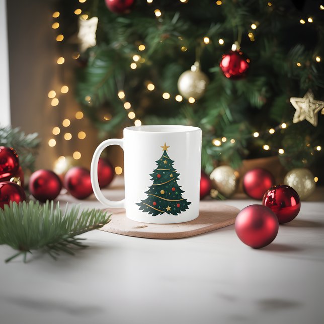 Christmas tree with ornaments and stars coffee mug (Creator Uploaded)