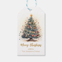 Christmas tree with ornaments Gift tag