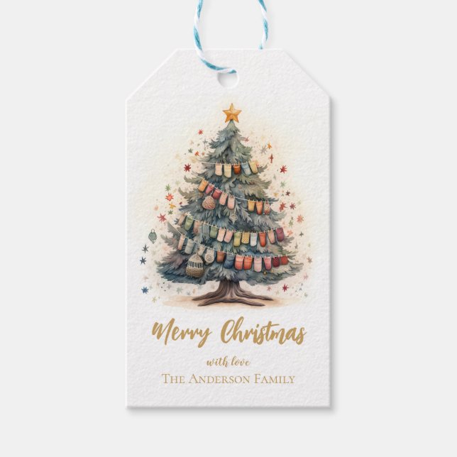 Christmas tree with ornaments Gift tag (Front)