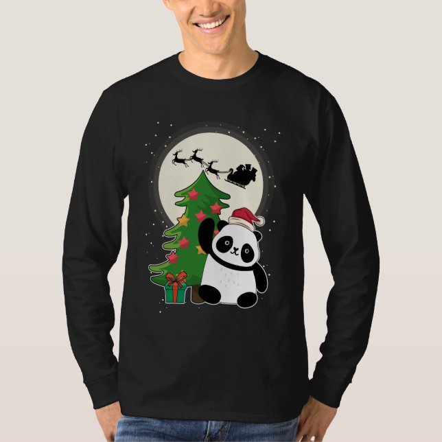 Christmas Tree With Panda Christmas Gift T-Shirt (Front)