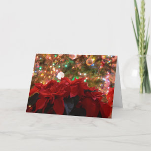 Christmas Tree with Poinsettias Holiday Card
