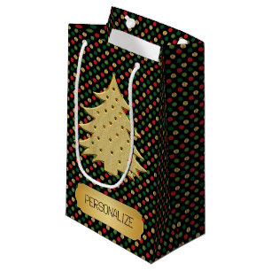 Christmas Tree with Polka Dot Background  Small Gift Bag