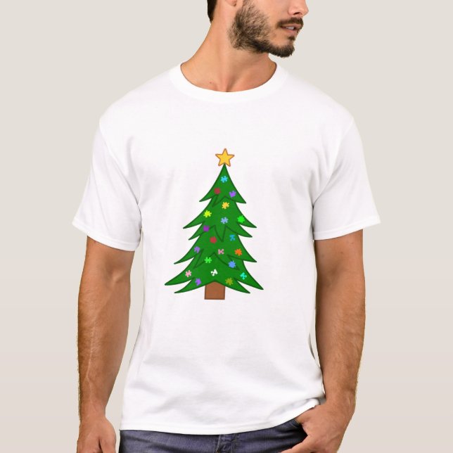 Christmas Tree with Puzzle T-Shirt (Front)