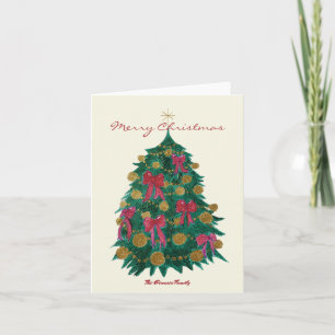 Christmas Tree with Red Bows Holiday Card