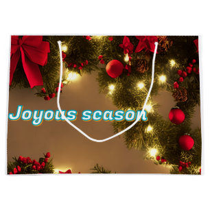 Christmas tree with red bows large gift bag