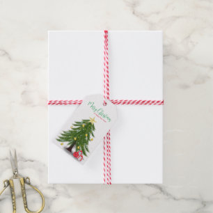 Christmas tree with Red present Gift Tags