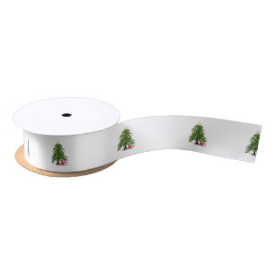 Christmas tree with Red present Satin Ribbon