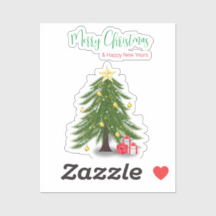 Christmas tree with Red present  Square Sticker