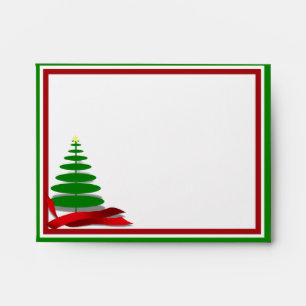 Christmas Tree with Red Ribbon Envelope