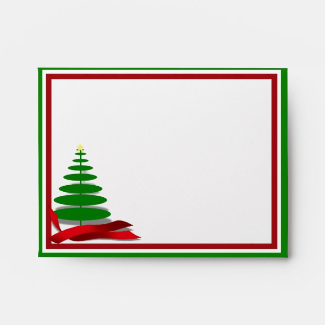 Christmas Tree with Red Ribbon Envelope (Front)