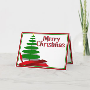 Christmas Tree with Red Ribbon Holiday Card