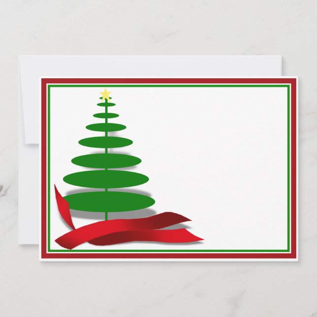 Christmas Tree with Red Ribbon Invitation (Front)