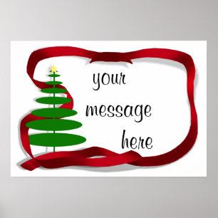 Christmas Tree with Red Ribbon Poster