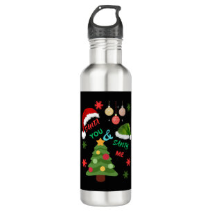 Christmas tree with Santa hat 710 Ml Water Bottle
