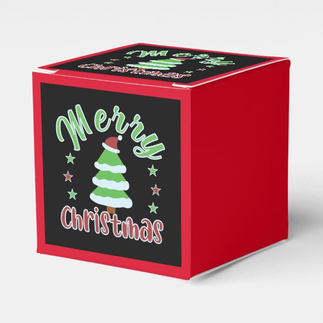 Christmas tree with Santa hat Favour Box (Front Side)